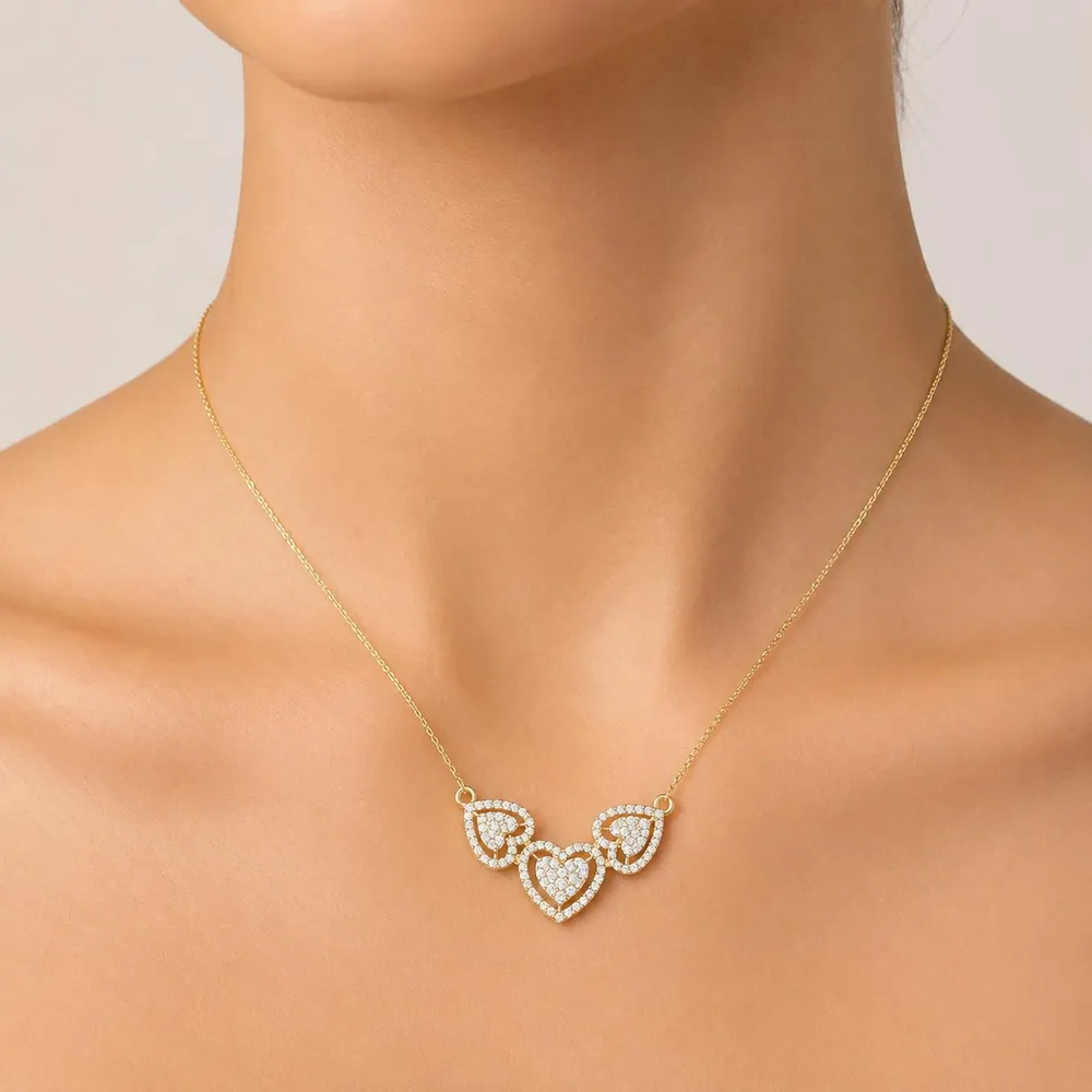 Triple Heart Diamond Necklace