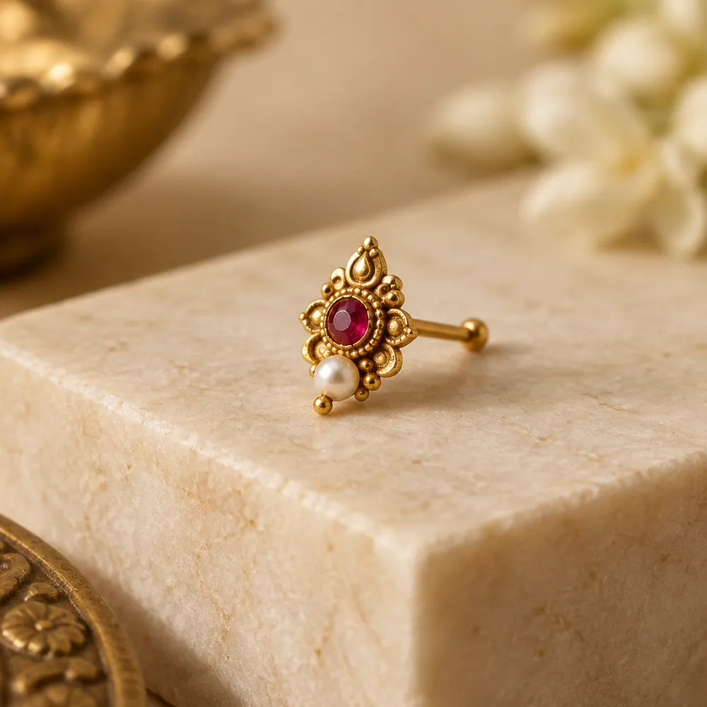 Antique Gold Nose Pin