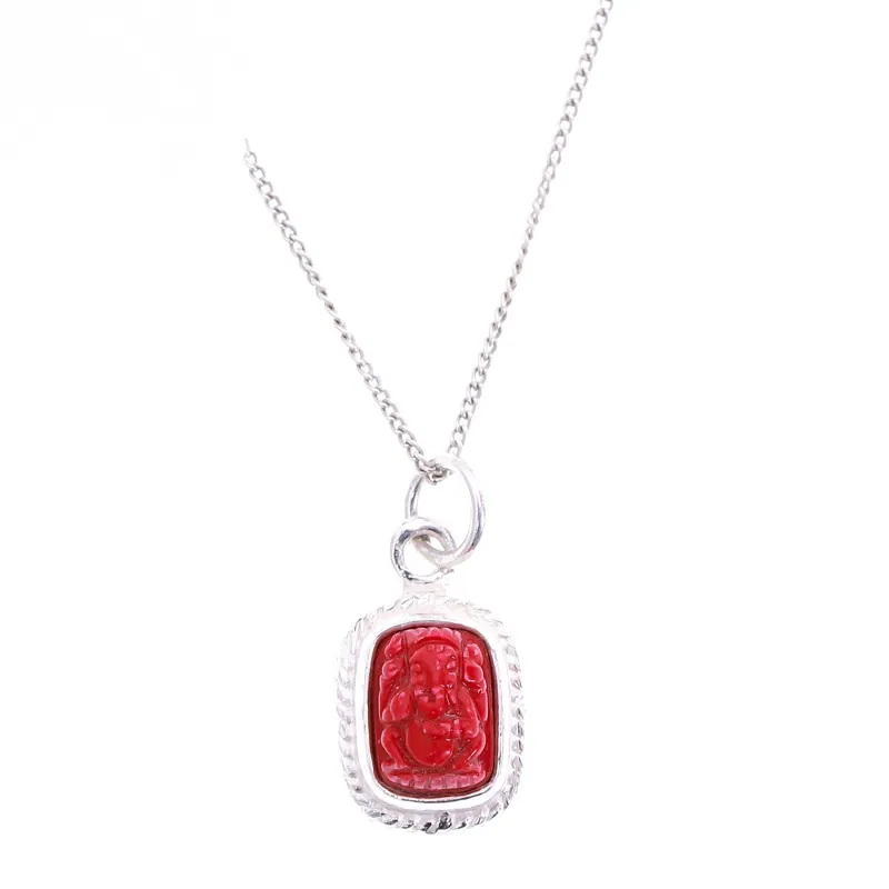 Silver ganesh muga pendant
