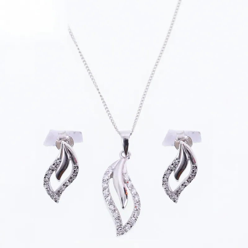 Silver leaf pendant Set